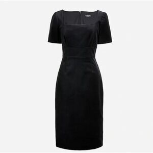 J.Crew Velvet Sheath Dress Women 8 Black Square Neck Empire Waist Holiday Luxe